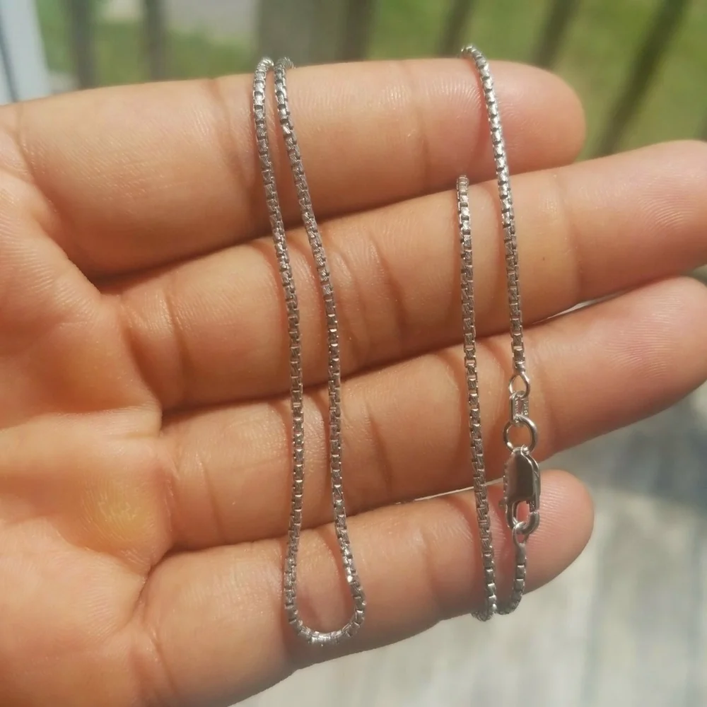Sterling Silver 925 Rhodium finish Round Box chain